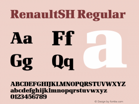 RenaultSH Regular OTF 1.000; PS 001.00;Core 1.0.0;com.myfonts.efscangraphic.renault-sh.bold.wfkit2.2jg7图片样张