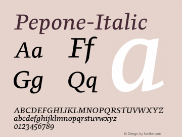 Pepone-Italic ☞ Version 001.000;com.myfonts.easy.storm.pepone.italic.wfkit2.version.4fb3图片样张