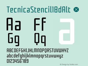 TecnicaStencil1BdAlt ☞ Version 001.001 ;com.myfonts.easy.graviton.tecnica-stencil.1-bd-alt.wfkit2.version.4hJU图片样张