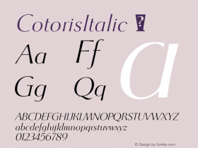 CotorisItalic ☞ Version 2.200;com.myfonts.flat-it.cotoris.italic.wfkit2.3NyQ Font Sample