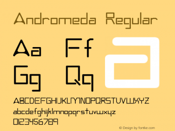 Andromeda Regular Converted by: ECLIPSE@ANDROMEDA.DARKSTAR.TJ Font Sample