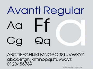 Avanti Regular 001.001 Font Sample
