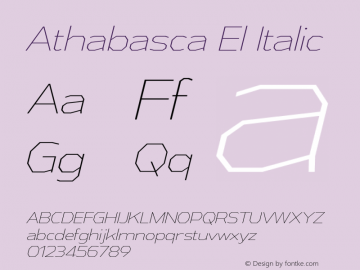 Athabasca El Italic Version 1.000 Font Sample