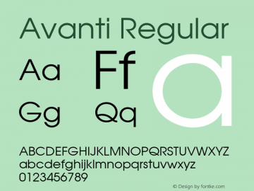 Avanti Regular 001.001 Font Sample