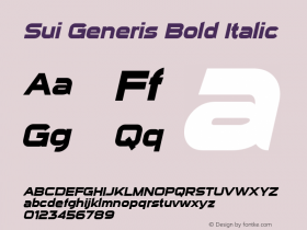 Sui Generis Bold Italic Version 2.000 2004图片样张
