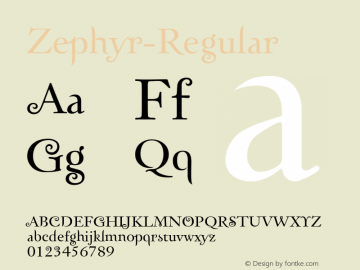 Zephyr-Regular ☞ Version 3.000;com.myfonts.easy.ihof.zephyr.zephyr.wfkit2.version.46Ea Font Sample