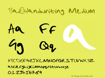 Bad_Handwriting Medium Version 001.000 Font Sample