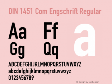 DIN 1451 Com Engschrift Regular Version 2.01 Font Sample
