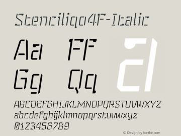 Stenciliqo4F-Italic ☞ 1.0;com.myfonts.4thfebruary.stenciliqo-4f.italic.wfkit2.3kRX图片样张