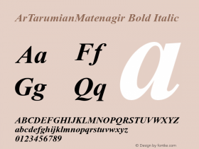 ArTarumianMatenagir Bold Italic Macromedia Fontographer 4.1 19-12-96图片样张
