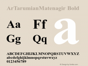 ArTarumianMatenagir Bold Macromedia Fontographer 4.1 19-12-96 Font Sample