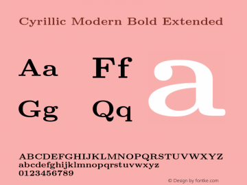 Cyrillic Modern Bold Extended Version 4.002 Font Sample