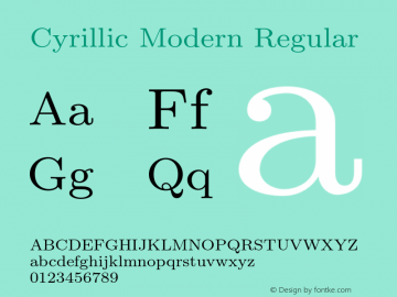 Cyrillic Modern Regular Version 4.002 Font Sample