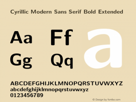 Cyrillic Modern Sans Serif Bold Extended Version 4.002 Font Sample