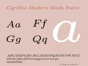 Cyrillic Modern Math Italic Version 4.002图片样张