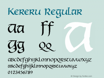 Kereru Regular Version 1.000 2014 initial release Font Sample