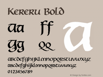 Kereru Bold Version 1.000 2014 initial release Font Sample