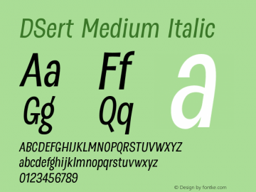 DSert Medium Italic Version 1.001; wf-X by Blackyblack Font Sample