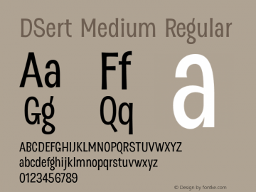 DSert Medium Regular Version 1.001; wf-X by Blackyblack Font Sample