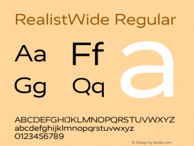RealistWide Regular Version 1.100 Font Sample