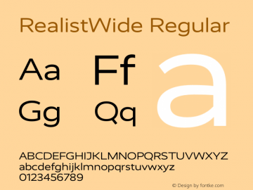RealistWide Regular Version 1.100 Font Sample