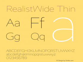 RealistWide Thin Version 1.100 Font Sample