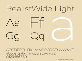 RealistWide Light Version 1.100 Font Sample