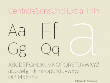 CentraleSansCnd Extra Thin 1.000 Font Sample