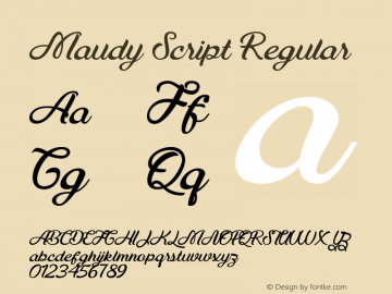 Maudy Script Regular 1.000 Font Sample