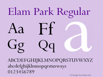 Elam Park Regular Version 1.000 Font Sample