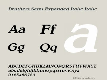 Druthers Semi Expanded Italic Italic Version 1.000 Font Sample