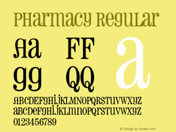 Pharmacy Regular Macromedia Fontographer 4.1.3 1/14/00 Font Sample