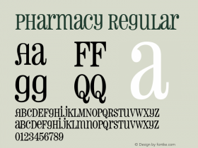 Pharmacy Regular Macromedia Fontographer 4.1.3 7/25/03 Font Sample