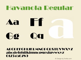 Havanola Regular Version 1.000 Font Sample