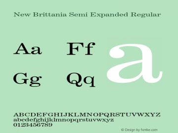 New Brittania Semi Expanded Regular Version 1.000 Font Sample