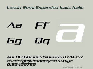 Landri Semi Expanded Italic Italic Version 1.000图片样张