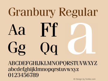 Granbury Regular Version 1.000 Font Sample