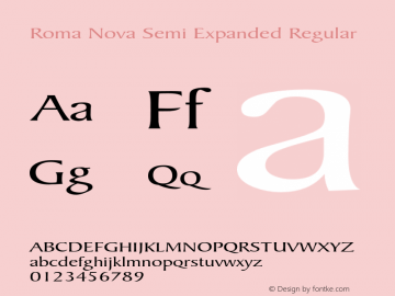 Roma Nova Semi Expanded Regular Version 1.000 Font Sample