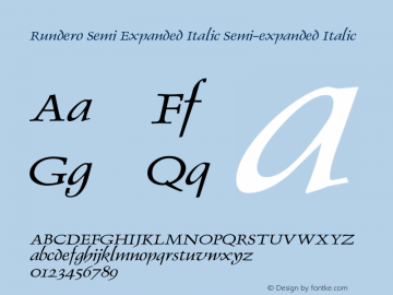 Rundero Semi Expanded Italic Semi-expanded Italic Version 1.000 Font Sample