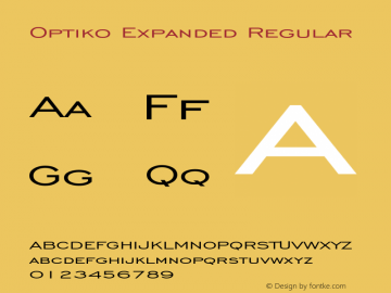 Optiko Expanded Regular Version 1.000 Font Sample