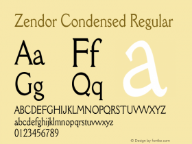 Zendor Condensed Regular Version 1.000 Font Sample