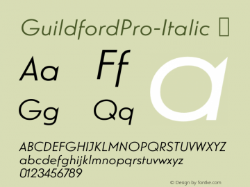 GuildfordPro-Italic ☞ Version 1.000;com.myfonts.easy.redrooster.guildford-pro.italic.wfkit2.version.3zyU Font Sample