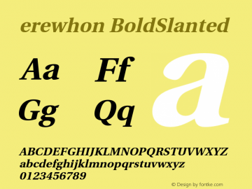 erewhon BoldSlanted Version 1.0.0 Font Sample