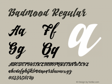 Badmood Regular Version 1.000 Font Sample