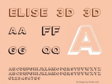 Elise 3D 3D Version 1.001 Font Sample