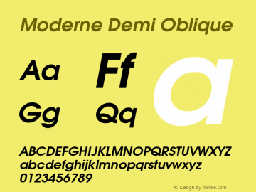 Moderne Demi Oblique Altsys Fontographer 3.5  7/21/93图片样张