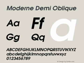 Moderne Demi Oblique Altsys Fontographer 3.5  7/21/93图片样张