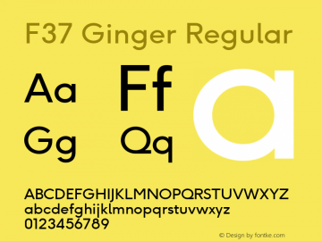 F37 Ginger Regular Version 1.000 Font Sample