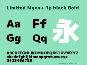 Limited Mgen+ 1p black Bold Version 1.059.20150116 Font Sample