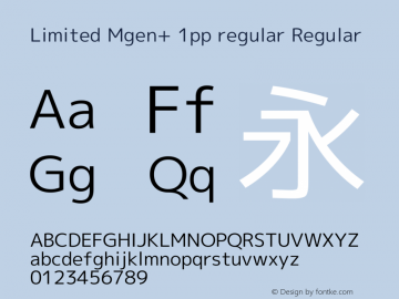 Limited Mgen+ 1pp regular Regular Version 1.059.20150116 Font Sample